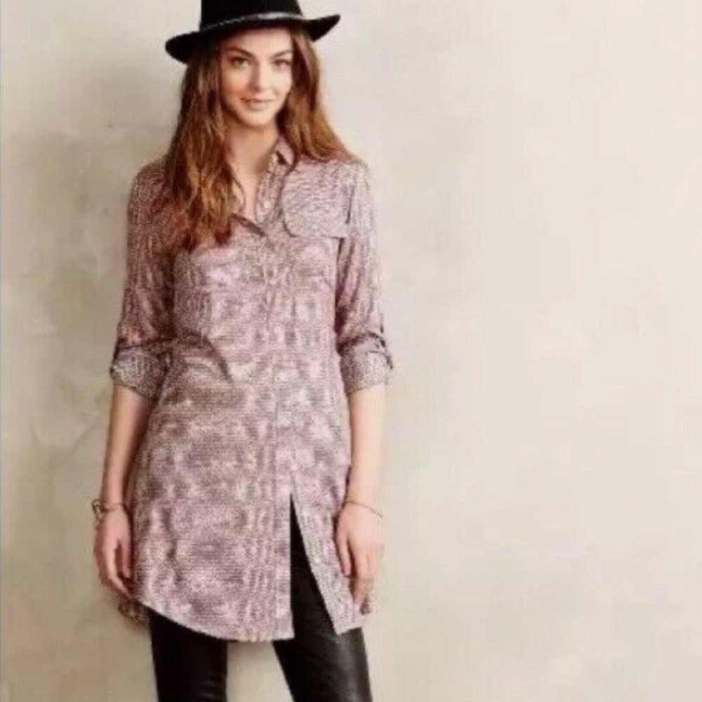 Anthropologie 11-1 Tylho Button Front Shirt Dress Tunic Size Small